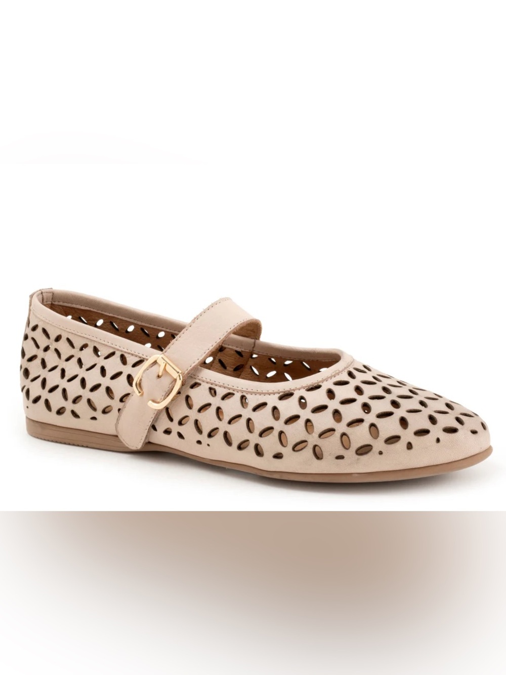 Bueno Kehlani Women’s Mary Jane Slip On Leather Flats Taupe Beige size 40 9 9.5